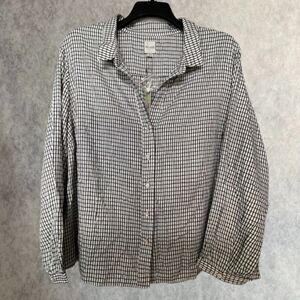 Nic+Zoe Femme Plaid Shirt Womens Sz 2X Black Plaid Button Up Long Sleeve Blouse